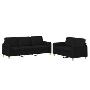 vidaXL 2-delige loungeset met kussens stof zwart