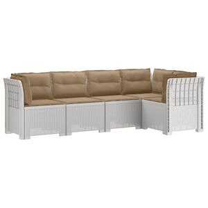 vidaXL 5-Zits Tuin Sofa met Kussens Rattan Look PP Wit