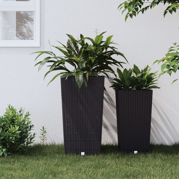 vidaXL Plantenbak met uitneembare bak rattan-look 21/49 L PP antraciet