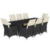 vidaXL 9-delige Bistroset met kussens poly rattan zwart