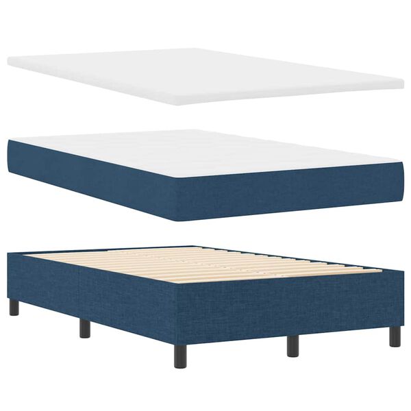 vidaXL Boxspringbed met matras met hoofdeinde Blauw 120 x 200 cm Stof