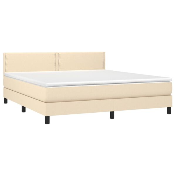 vidaXL Boxspring met matras stof cr&egrave;mekleurig 180x200 cm