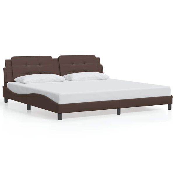 vidaXL Bedframe zonder matras "Zadar" kunstleer bruin 200x200 cm