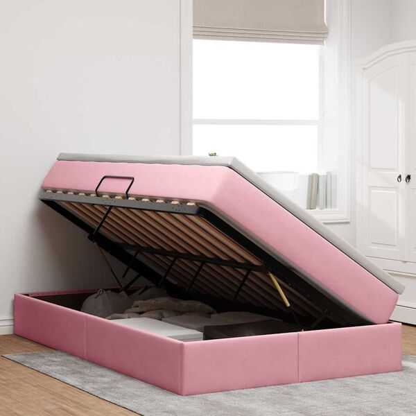 vidaXL Opbergbed met matras met matras Roze 120 x 200 cm Fluweel