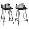 vidaXL Barkruk 2 st Zwart 44 x 45 x 76 cm Rattan en staal
