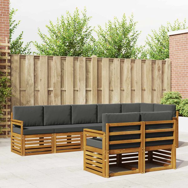 vidaXL Sofa-Sets 8 pcs Natuurlijk en Antraciet Massief Acaciahout