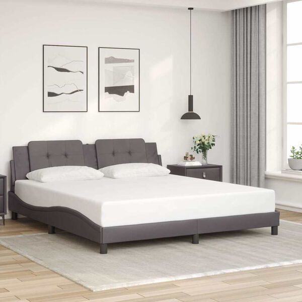 vidaXL Bedframe zonder matras "Zadar" kunstleer grijs 180x200 cm