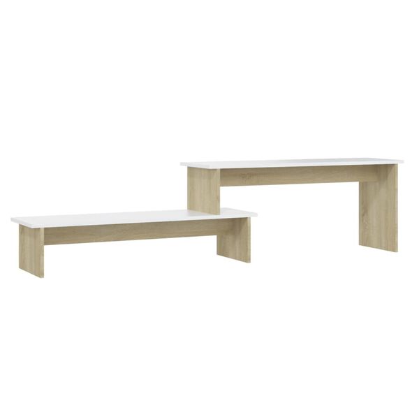 vidaXL Tv-meubel 180x30x43 cm bewerkt hout sonoma eikenkleurig en wit