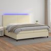 vidaXL Boxspring met matras en LED kunstleer cr&egrave;mekleurig 200x200 cm