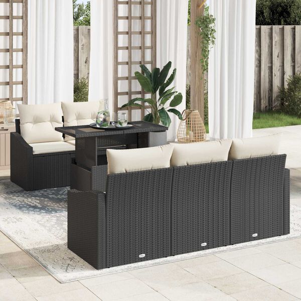 vidaXL Tuin Sofa Set met opslag 6 pcs Zwart Poly riet
