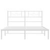 vidaXL Bedframe met hoofdbord metaal wit 135x190 cm