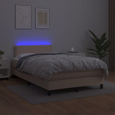 vidaXL Boxspring met matras en LED kunstleer cappuccinokleur 120x190cm