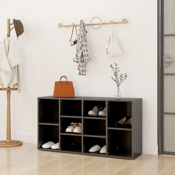 vidaXL Schoenenbank 103x30x55 cm spaanplaat hoogglans grijs