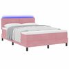 vidaXL LED Box Spring Bed met matras met LED Roze 140 x 190 cm Fluweel