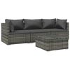 vidaXL 4-delige Loungeset met kussens poly rattan grijs