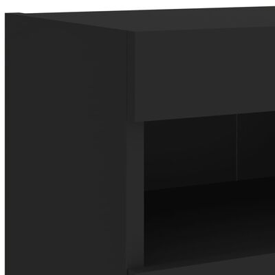 vidaXL 7-delige tv-wandmeubelset met LED bewerkt hout zwart
