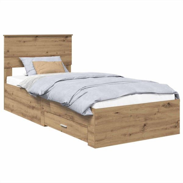 vidaXL Bedframe met hoofdeinde Artisan Eiken 90 x 190 cm Bewerkt hout