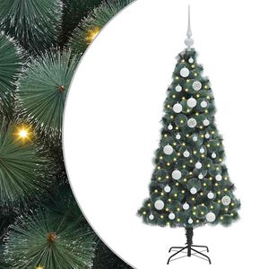 vidaXL Kunstmatige Voorverlichte Kerstboom met Ballenset Groen 120 cm