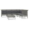 vidaXL 7-delige Loungeset met kussens poly rattan grijs
