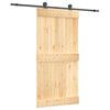 vidaXL Schuifdeur Naturel en Zwart 100 x 210 cm Massief Grenenhout