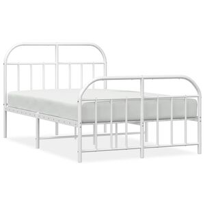 vidaXL Bedframe met hoofd- en voeteneinde metaal wit 120x200 cm