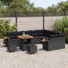vidaXL Tuinbankenset met kussen 13 pcs Zwart poly rattan