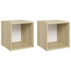 vidaXL Tv-meubelen 2 st 37x35x37 cm bewerkt hout wit sonoma eikenkleur
