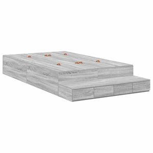 vidaXL Opbergbedframe met lade Grijs Sonoma 120 cm Bewerkt hout