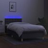 vidaXL Boxspring met matras en LED stof donkergrijs 90x200 cm