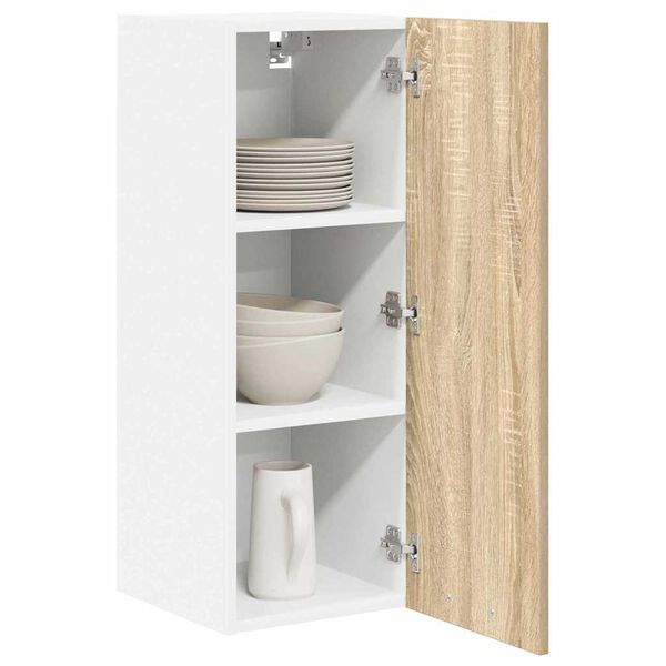 vidaXL Hangkast Sonoma Eik en Wit 30 x 31 x 80 cm Bewerkt hout
