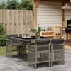 vidaXL 5-delige Tuinset met kussens poly rattan grijs