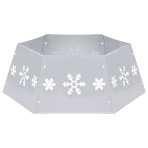 vidaXL Kerstboomrok &Oslash;68x25 cm zilverkleurig en wit