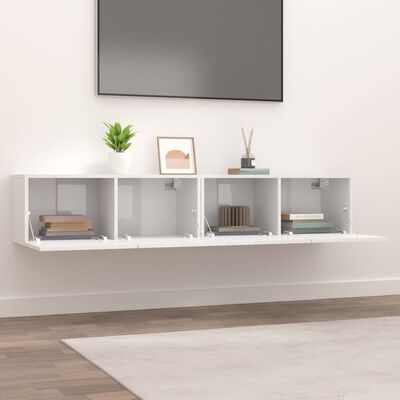 vidaXL Tv-meubelen 2 st 80x30x30 cm bewerkt hout hoogglans wit