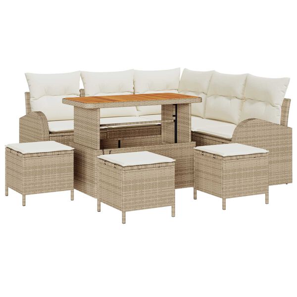 vidaXL Tuin Sofa Set met kussen met opslag 9 pcs Beige en Cr&egrave;me