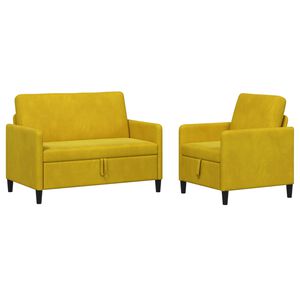vidaXL Bankenset met opbergruimte 2 st Geel Polyester