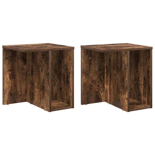 vidaXL Bijzettafel 2 pcs Gerookt eiken 37 x 32 x 40 cm Bewerkt hout