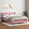 vidaXL Boxspring met matras fluweel roze 140x210 cm