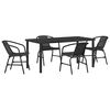 vidaXL Tuin eettafelset 5 pcs Zwart Gepoedercoat staal