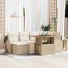 vidaXL Tuin Sofa Set met opslag 7 pcs Beige Poly riet
