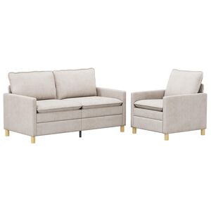 vidaXL Bankstel 2 st Cr&egrave;mekleurig Polyester