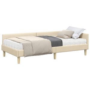 vidaXL Hoekbedframe met Matras met matras 2 pcs Cr&egrave;me Stof