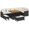 vidaXL Tuinbankenset 9 pcs Zwart poly rattan