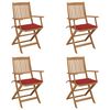 vidaXL Tuinstoelen 4 st inklapbaar met kussens massief acaciahout