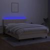 vidaXL Boxspring met matras en LED stof cr&egrave;mekleurig 140x190 cm