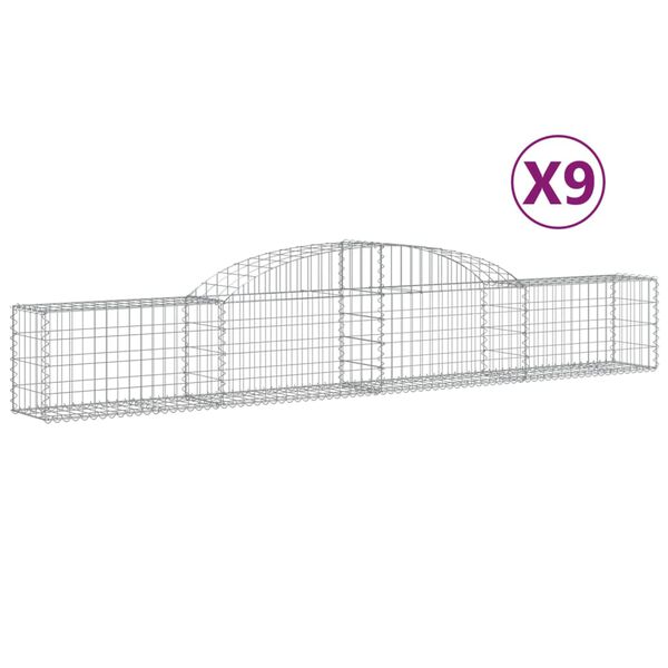vidaXL Schanskorven 9 st gewelfd 300x30x40/60 cm gegalvaniseerd ijzer