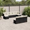 vidaXL 10-delige Loungeset met kussens poly rattan zwart