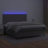 vidaXL Boxspring met matras en LED kunstleer grijs 180x200 cm