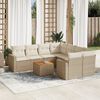 vidaXL 9-delige Loungeset met kussens poly rattan beige