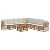 vidaXL Tuinbankenset 10 st Natuurlijk en Cr&egrave;me Wit poly rattan