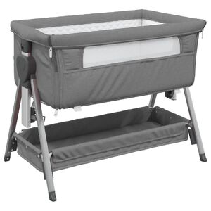 vidaXL Babybed met matras linnen donkergrijs
